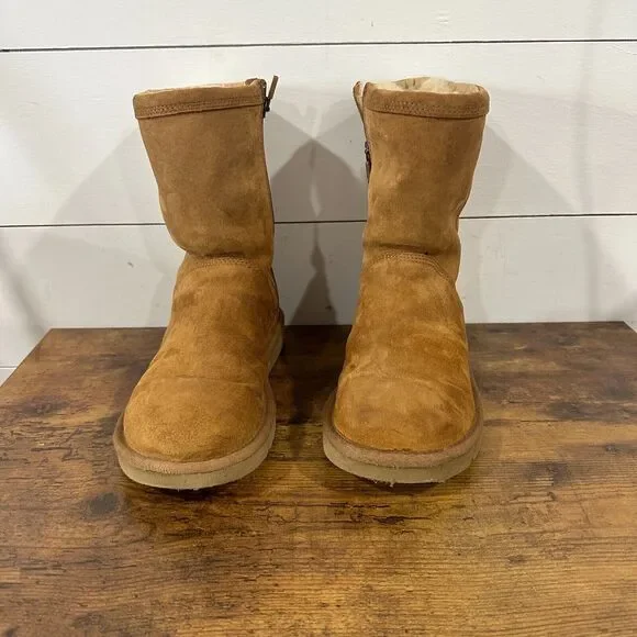 UGG Australia Roslyn ROSLYNN Mouton Boots Short Suede Side Zipper US ZS 6 - Picture 2 of 15